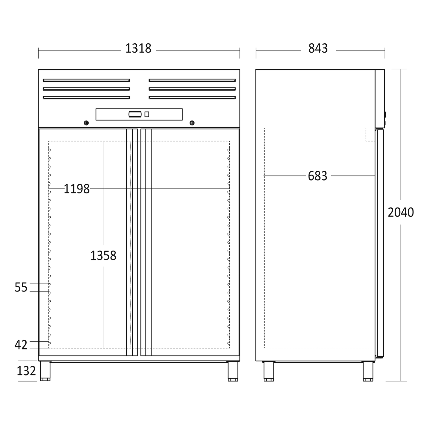 Lagerkøleskab dobbelt GUR 1400