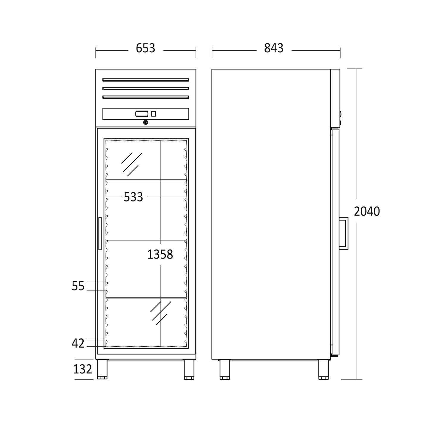 Lagerkøleskab Glasdør GUR 700