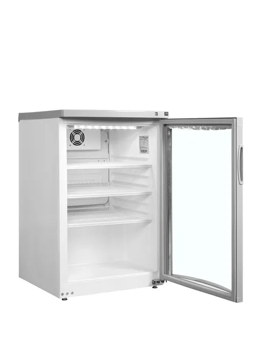 Vitrinekøler bordmodel BC85 W/FAN - åben med hylder