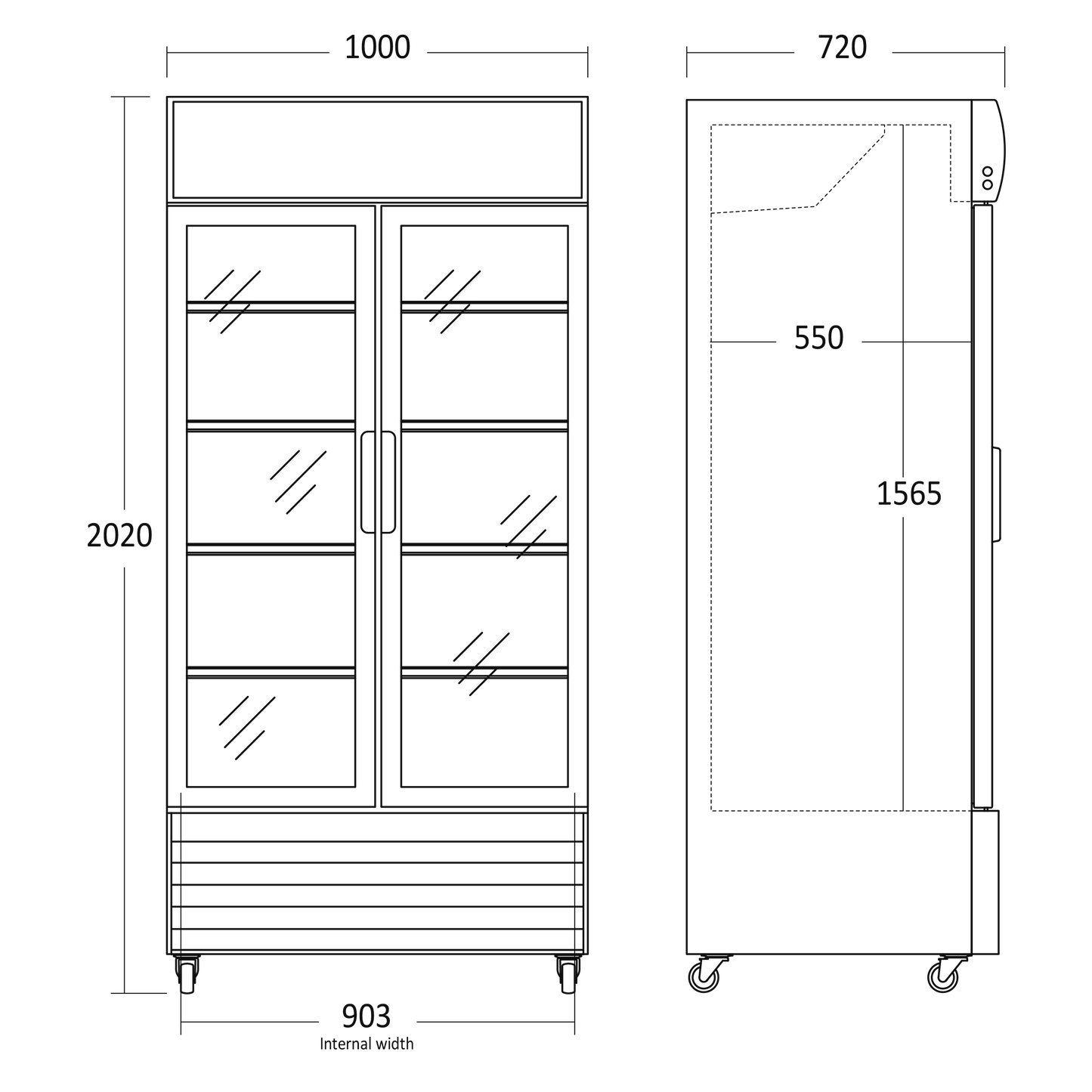 Displaykøleskab dobbelt SD 802 Hængslet