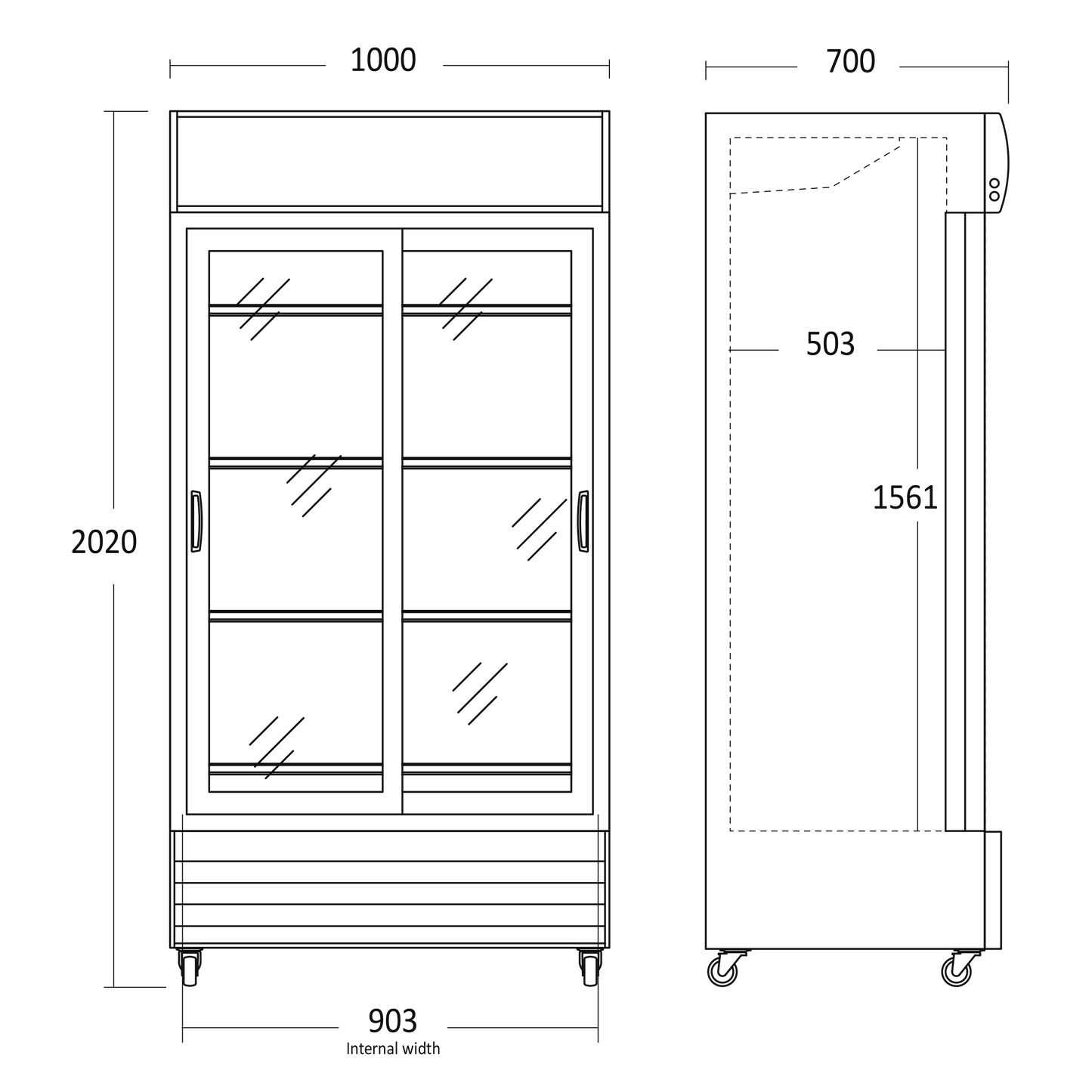 Displaykøleskab dobbelt SD 802 Skydelåger