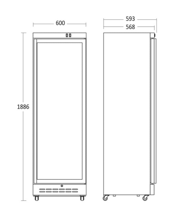 Displaykøleskab DC389 - Med vendbar dør