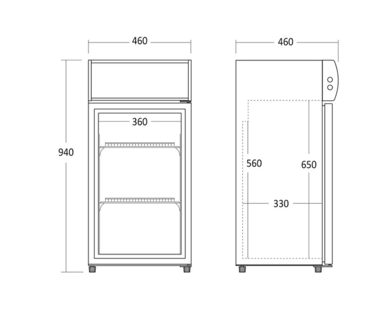 Displaykøleskab SC 81 - 95 cm højde