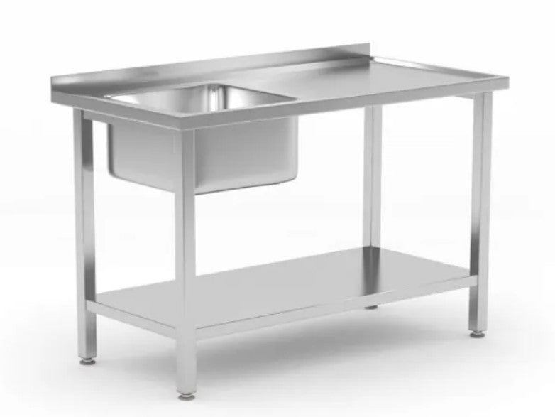 Stålbord med vask BASIC detalje vaske og arbejdsflade – til restaurant