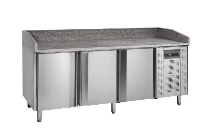 Pizzabord TEFCOLD med GN-beholdere og granitplade – professionel