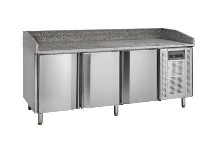 Pizzabord TEFCOLD med GN-beholdere og granitplade – professionel