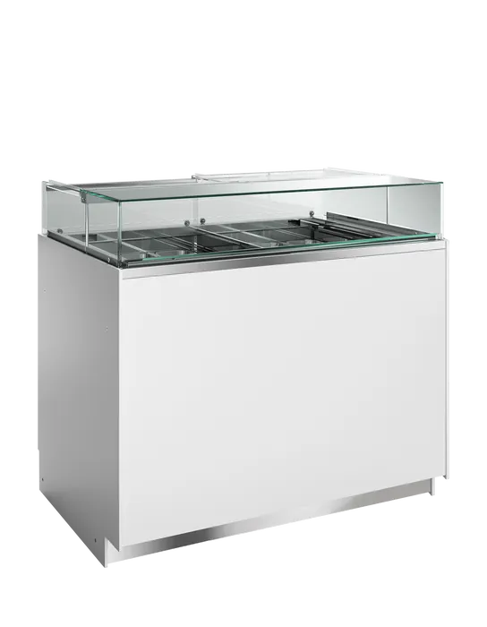 Tefcold DELTA RV isdisk med dobbelt temperaturzone, frontvisning