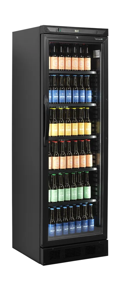 Displaykøleskab med glasdør sort – TEFCOLD CEV425