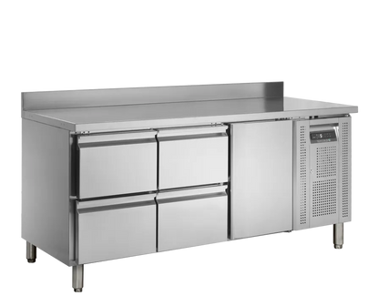 Kølebord GN1/1 med 4 skuffer og 1 låge i rustfrit stål – TEFCOLD