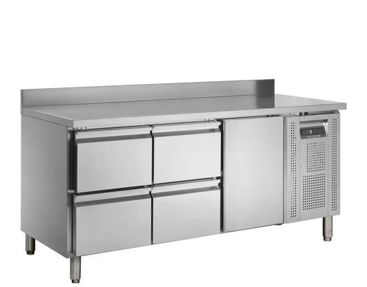 Kølebord GN1/1 med 4 skuffer og 1 låge i rustfrit stål – TEFCOLD