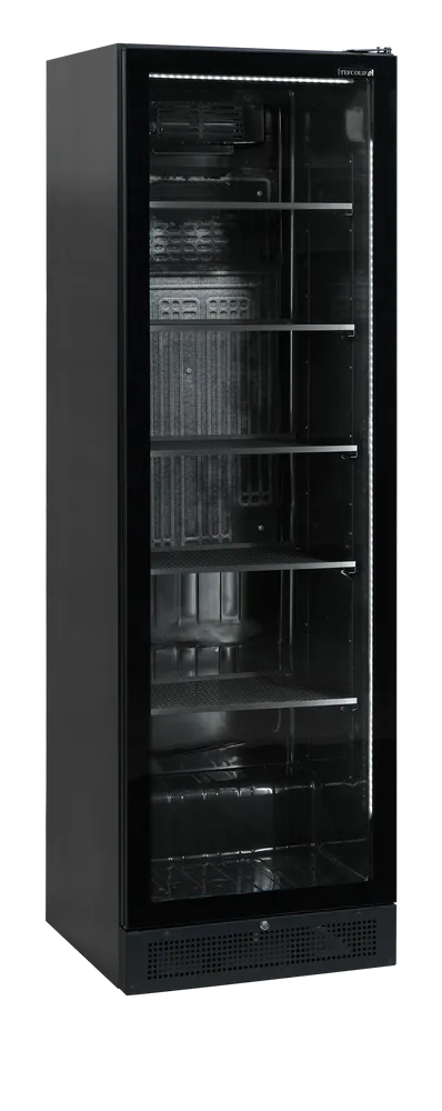 Displaykøleskab med ramløs glasdør sort – TEFCOLD SCU1425 FRAMELESS
