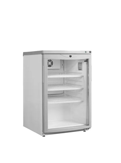 Vitrinekøler bordmodel BC85 W/FAN - hvid, buet glasdør