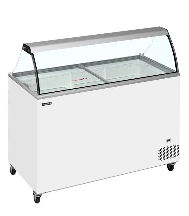 Tefcold IC402SC isdisk med glaslagelåg, 401 liter, 1300 mm bred