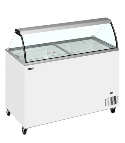 Tefcold IC402SC isdisk med glaslagelåg, 401 liter, 1300 mm bred