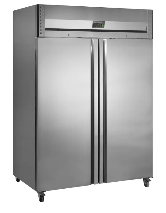 Industrikøleskab rustfrit stål GN2/1 2 døre - Tefcold RK1420X1