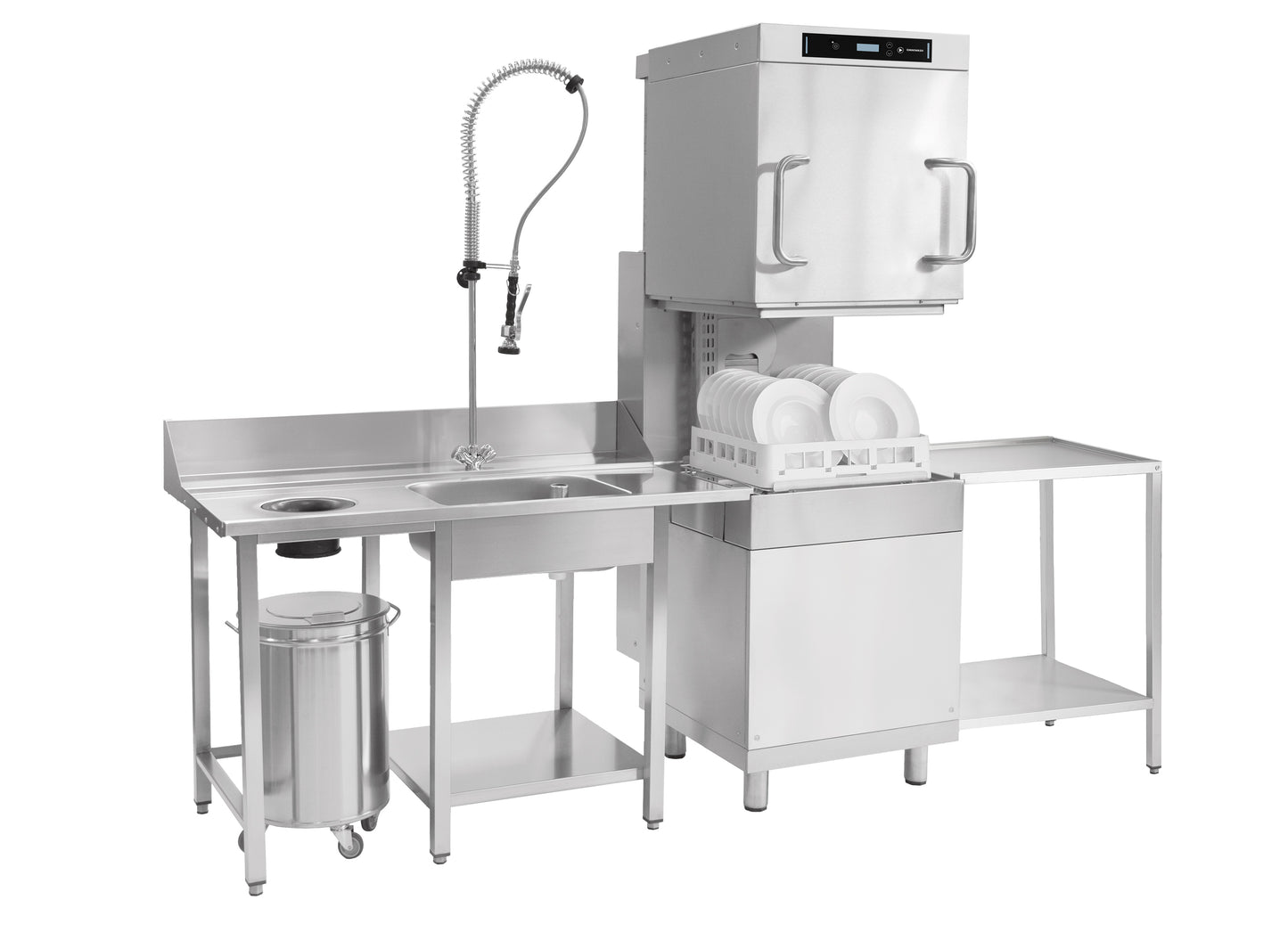 Omniwash Prestige P60 hætteopvasker med forvaskebord - komplet professionel opvaskestation