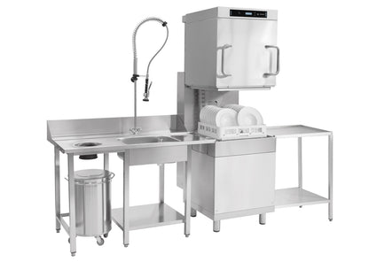 Omniwash Prestige P60 hætteopvasker med forvaskebord - komplet professionel opvaskestation