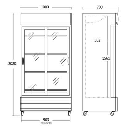 Displaykøleskab dobbelt SD 802 Skydelåger