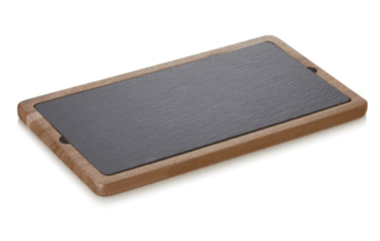 Serveringsplanke med skiferplade uden håndtag - 35 x 20 x 1,5 cm