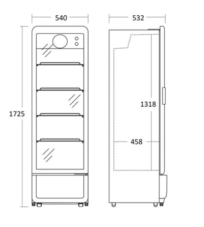Displaykøleskab / flaskekøleskab 280L i sort