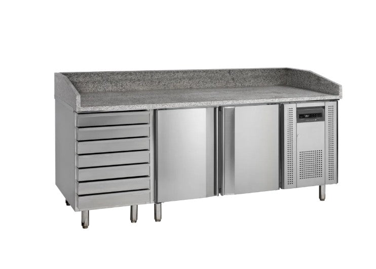 Pizzabord TEFCOLD stor model med granitplade – til pizzaria