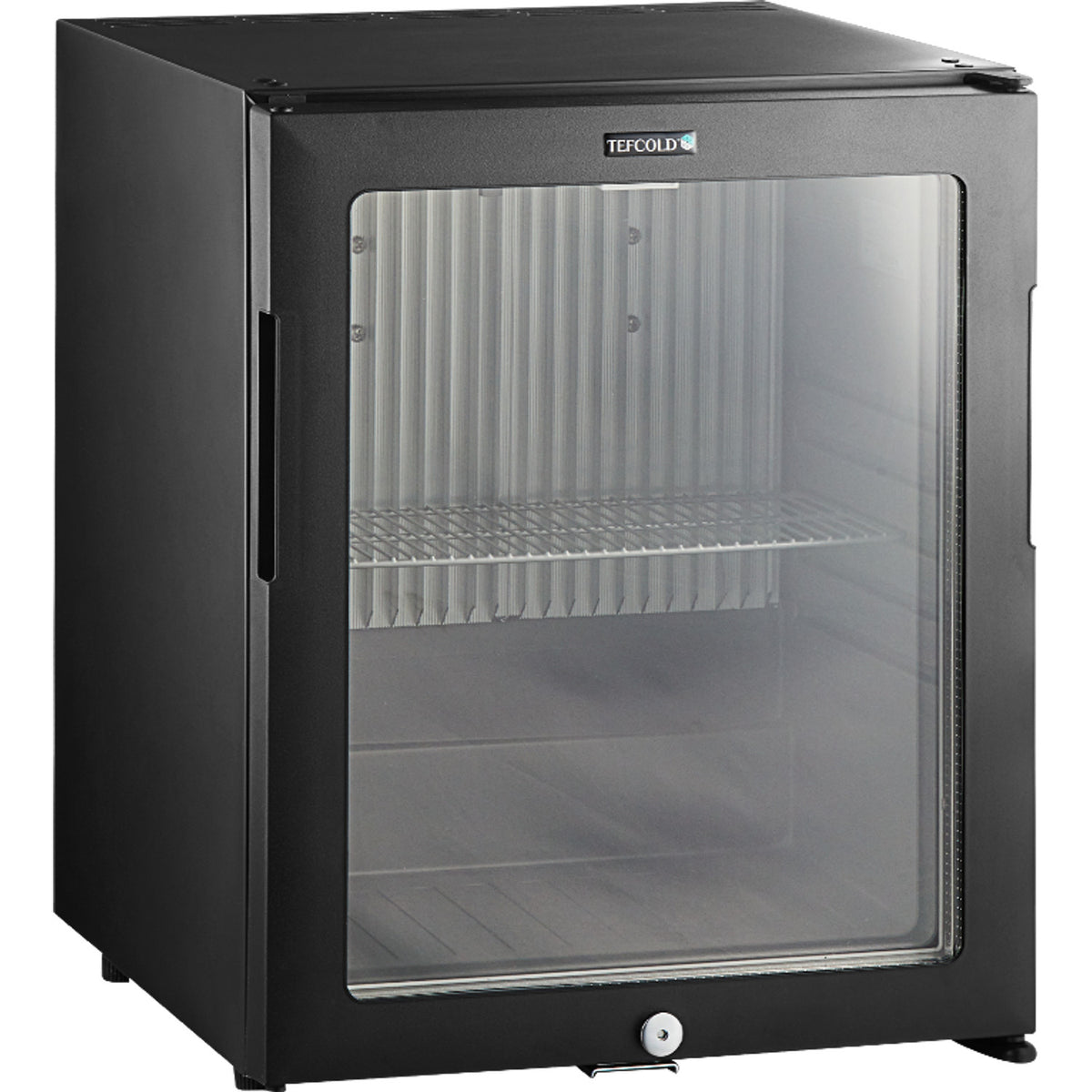 Lydløs minibar med glasdør – sort – TEFCOLD – TM33G-1