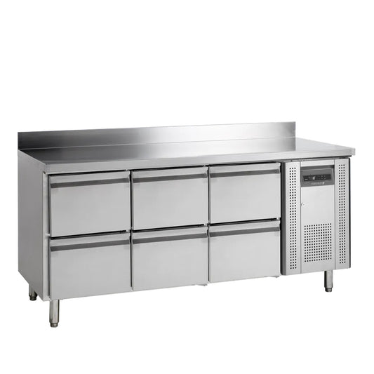 Kølebord GN1/1 med 6 skuffer og bagkant - TEFCOLD CK7360
