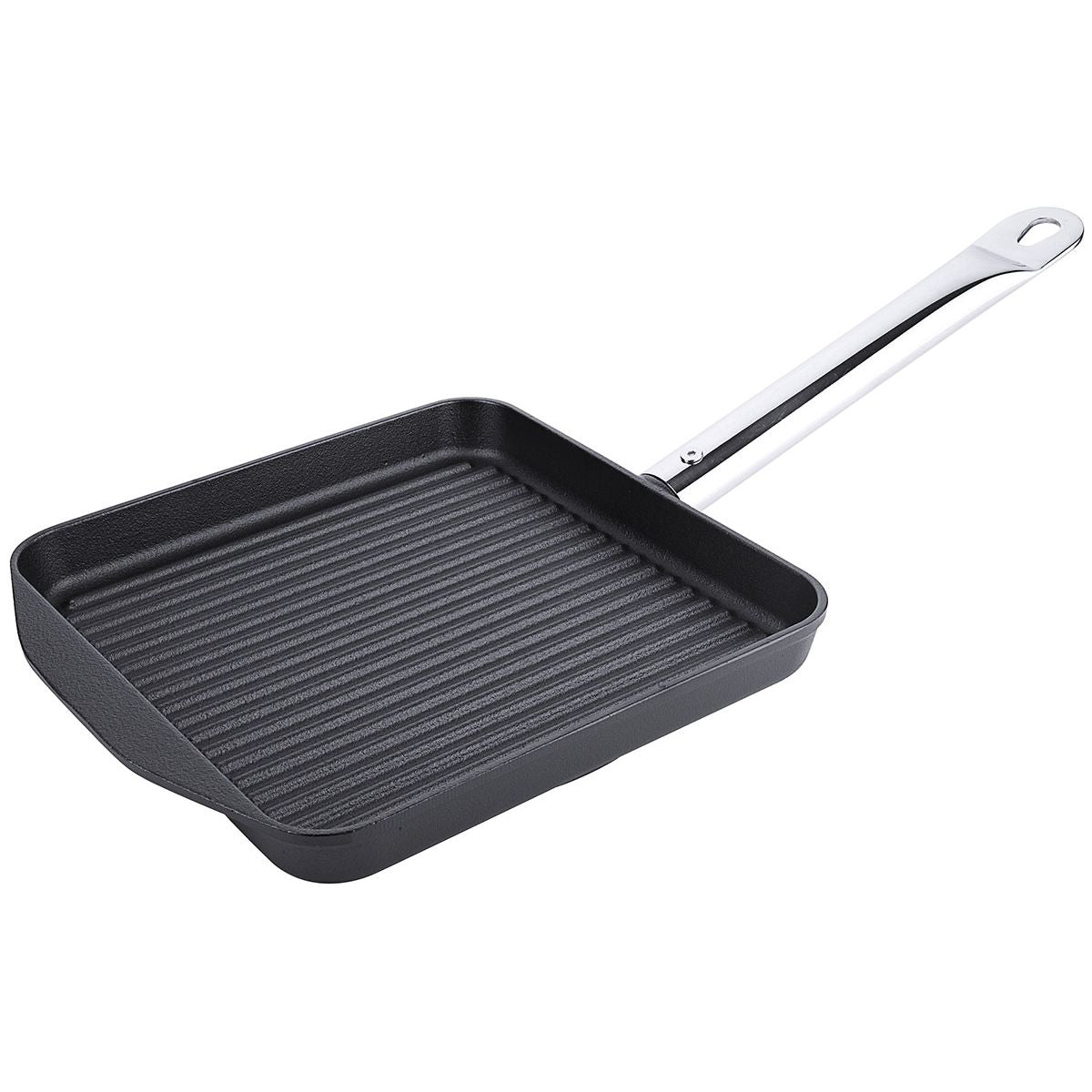 Firkantet grillpande i støbejern med rille-bund