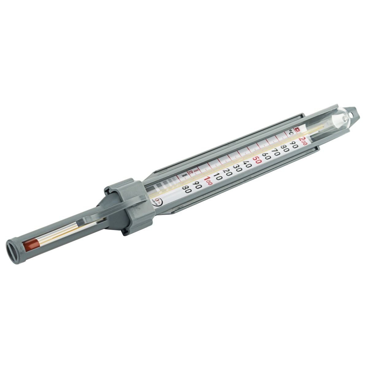 Sukkertermometer +80 til +200 grader i beskyttende ramme