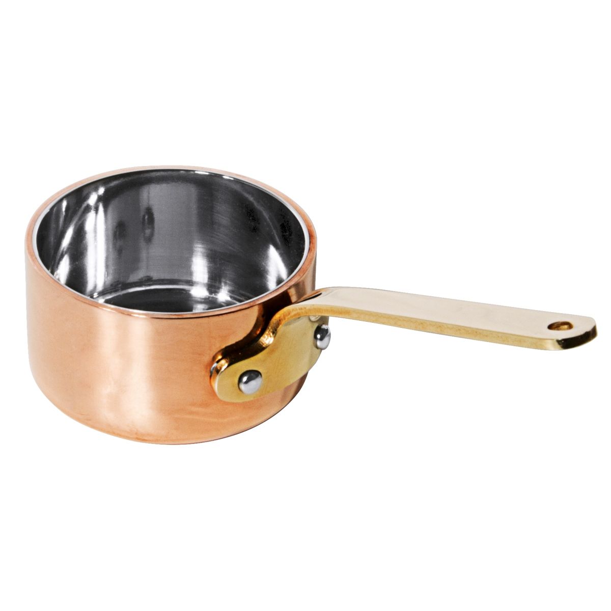 Mini kobber-sautépande 5 cm til servering