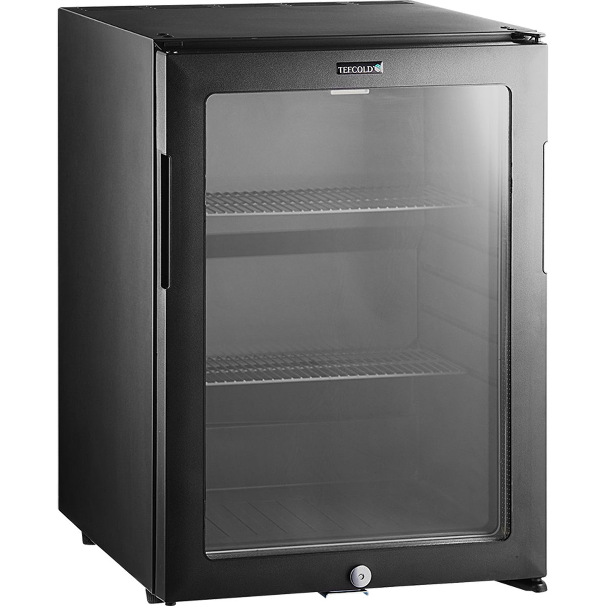Lydløs minibar med glasdør – sort – TEFCOLD – TM44G-1